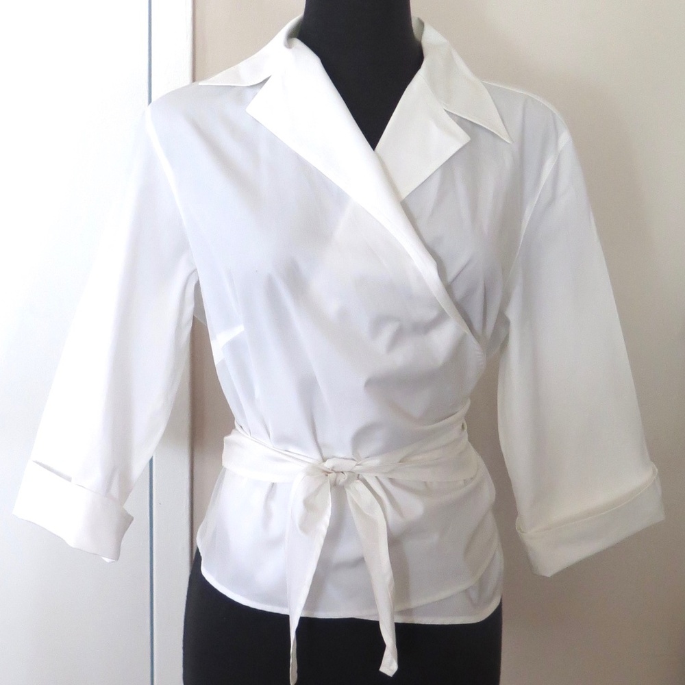 Holt Renfrew Tie Wrap Blouse, Never Worn, Made in Italy